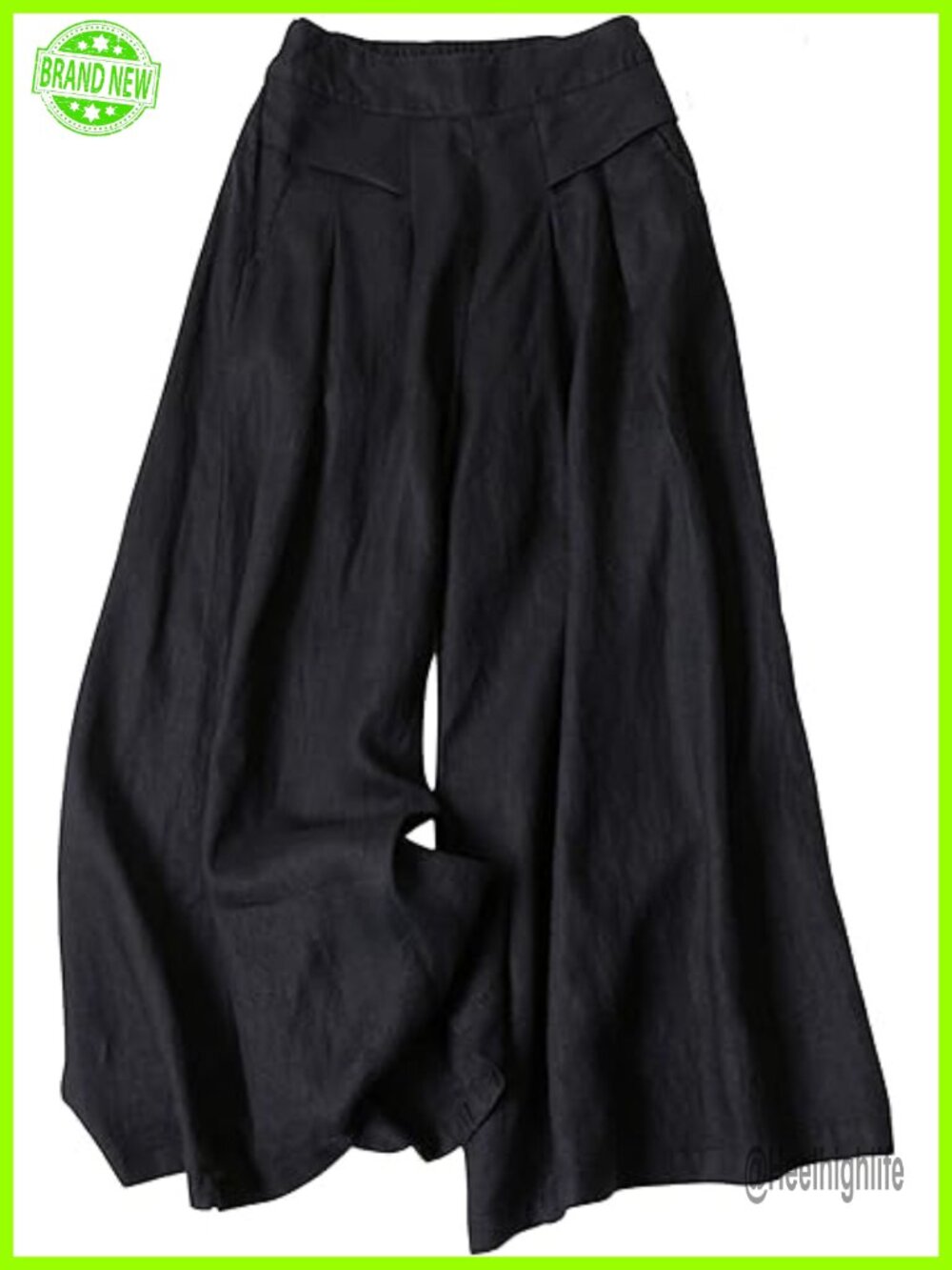 Cotton Linen Wide Leg Palazzo Capris with Pockets